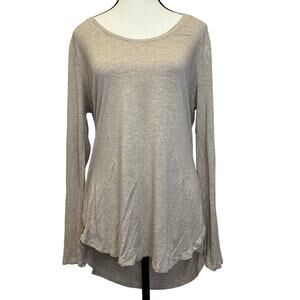 White House Black Market Beige Long Sleeve Ribbed Tee - Size Large